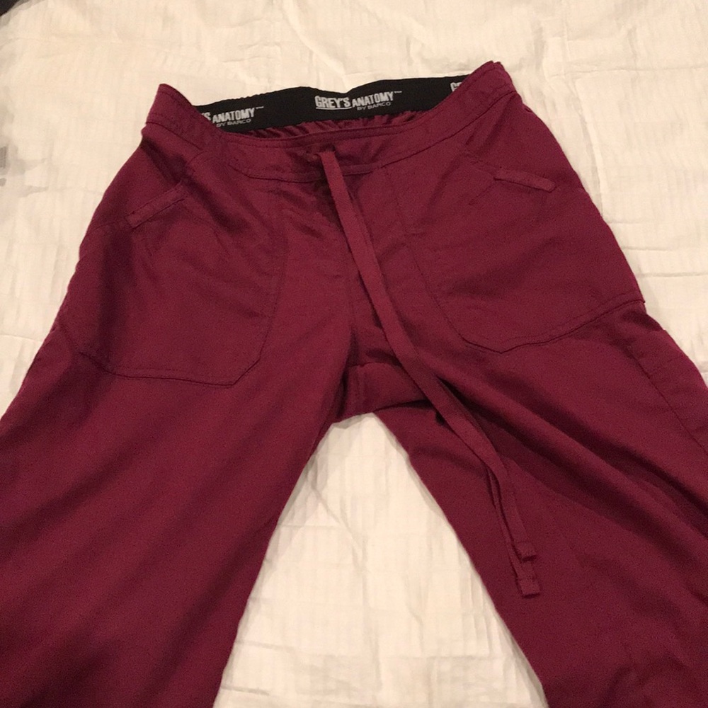 Burgundy greys anatomy scrub bottoms